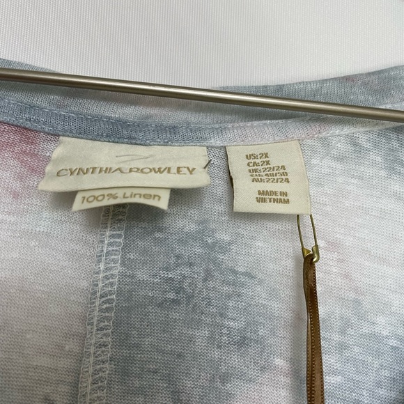 NWT Cynthia Rowley 100% Linen Scoop Neck Tie Dye Top Shirt Size 2X - Picture 3 of 6